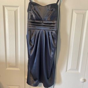Elegant Grey/Blue Satin Dress